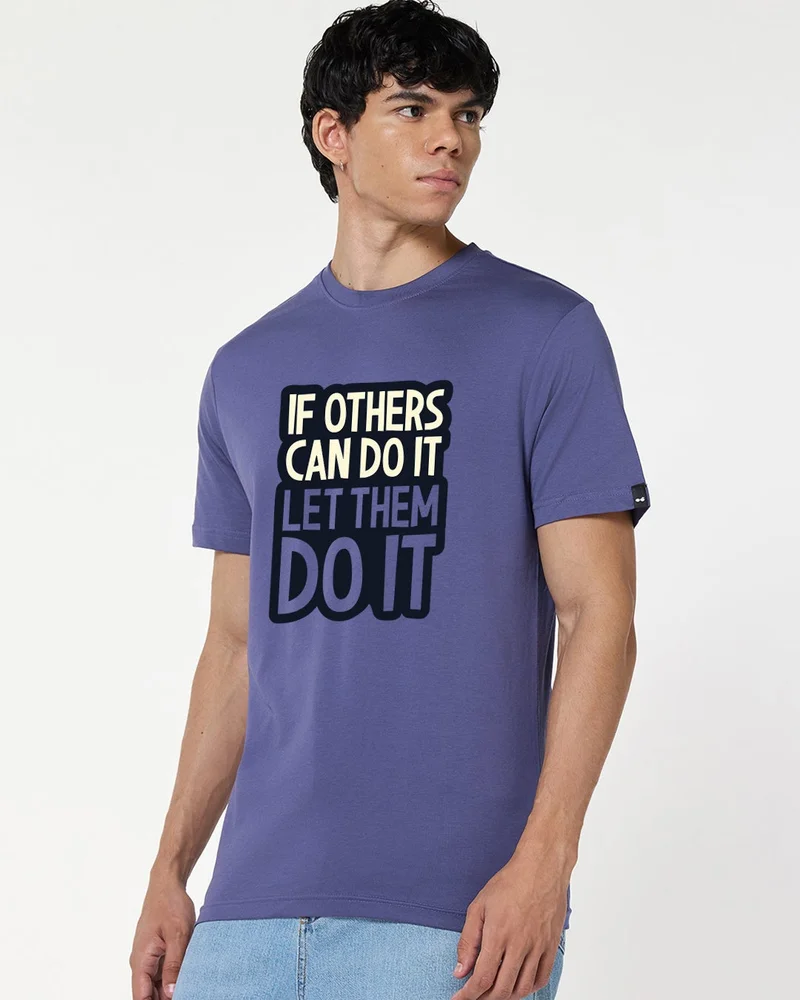 bewakoof Men's Skipper Blue If Others Typography T-shirt